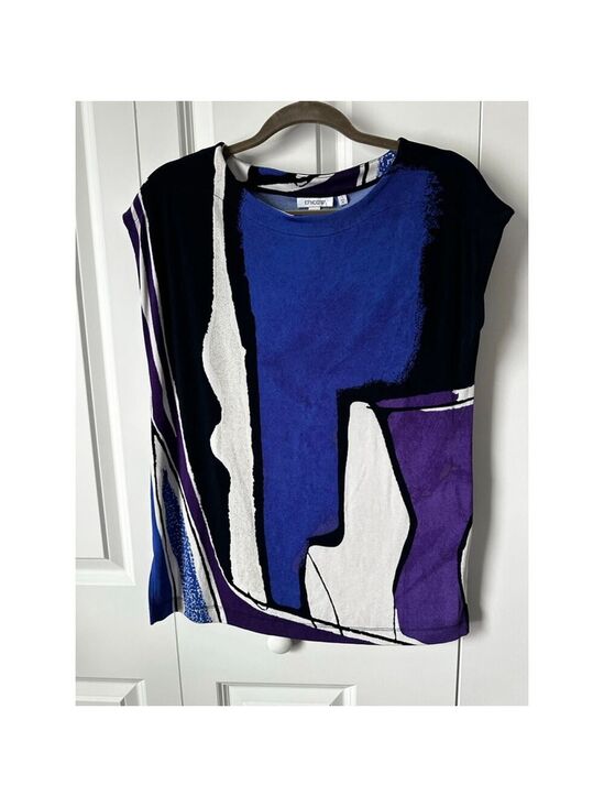 Chico's Tops - Chico's Blue Purple Abstract Short Sleeve Tee M
